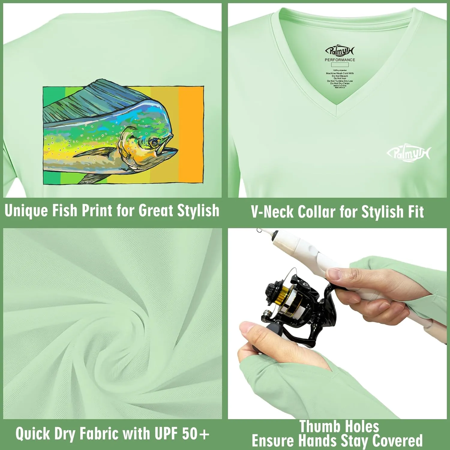 Palmyth Fishing Shirts for Women UPF 50  Sun Protection Long Sleeve T-Shirt
