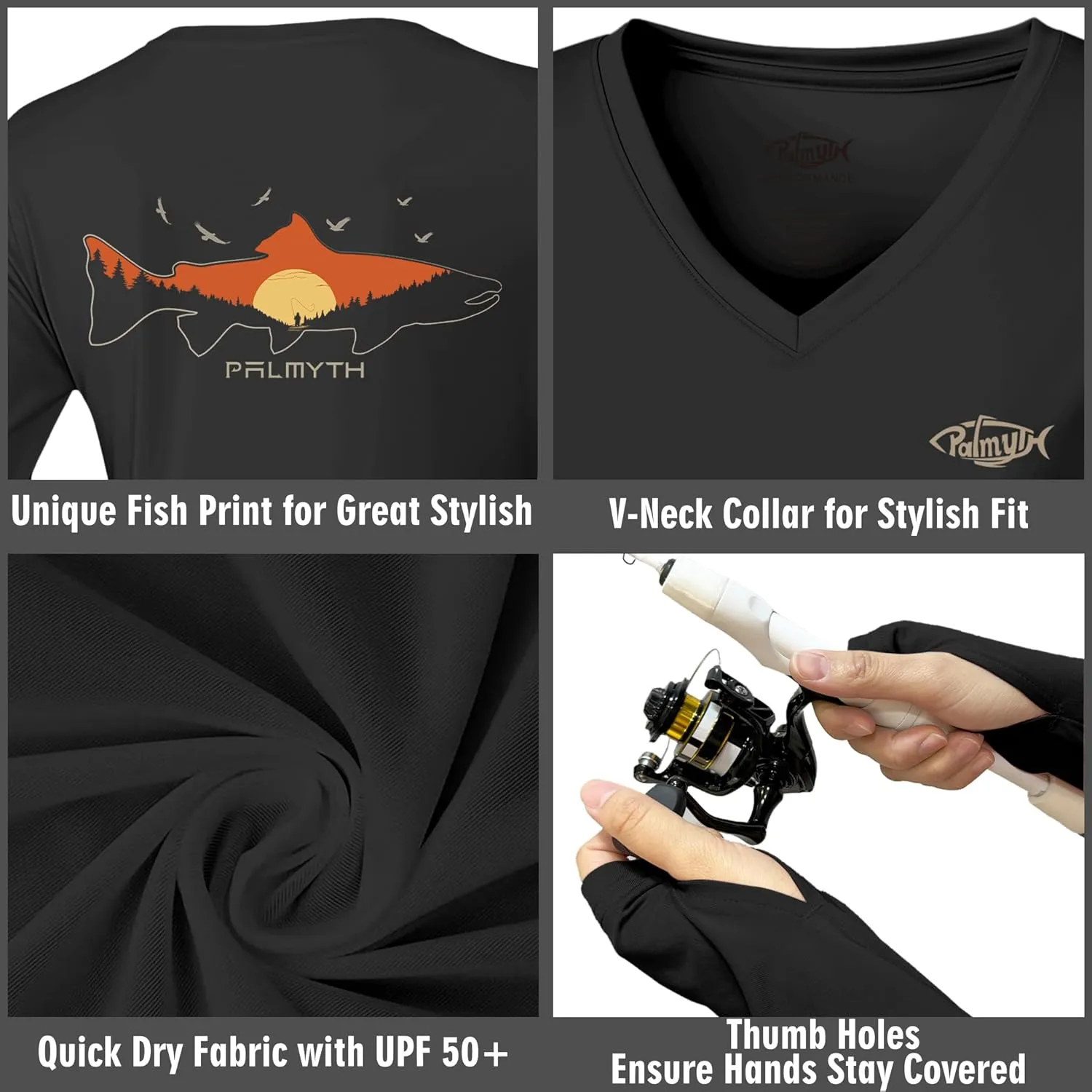 Palmyth Fishing Shirts for Women UPF 50  Sun Protection Long Sleeve T-Shirt