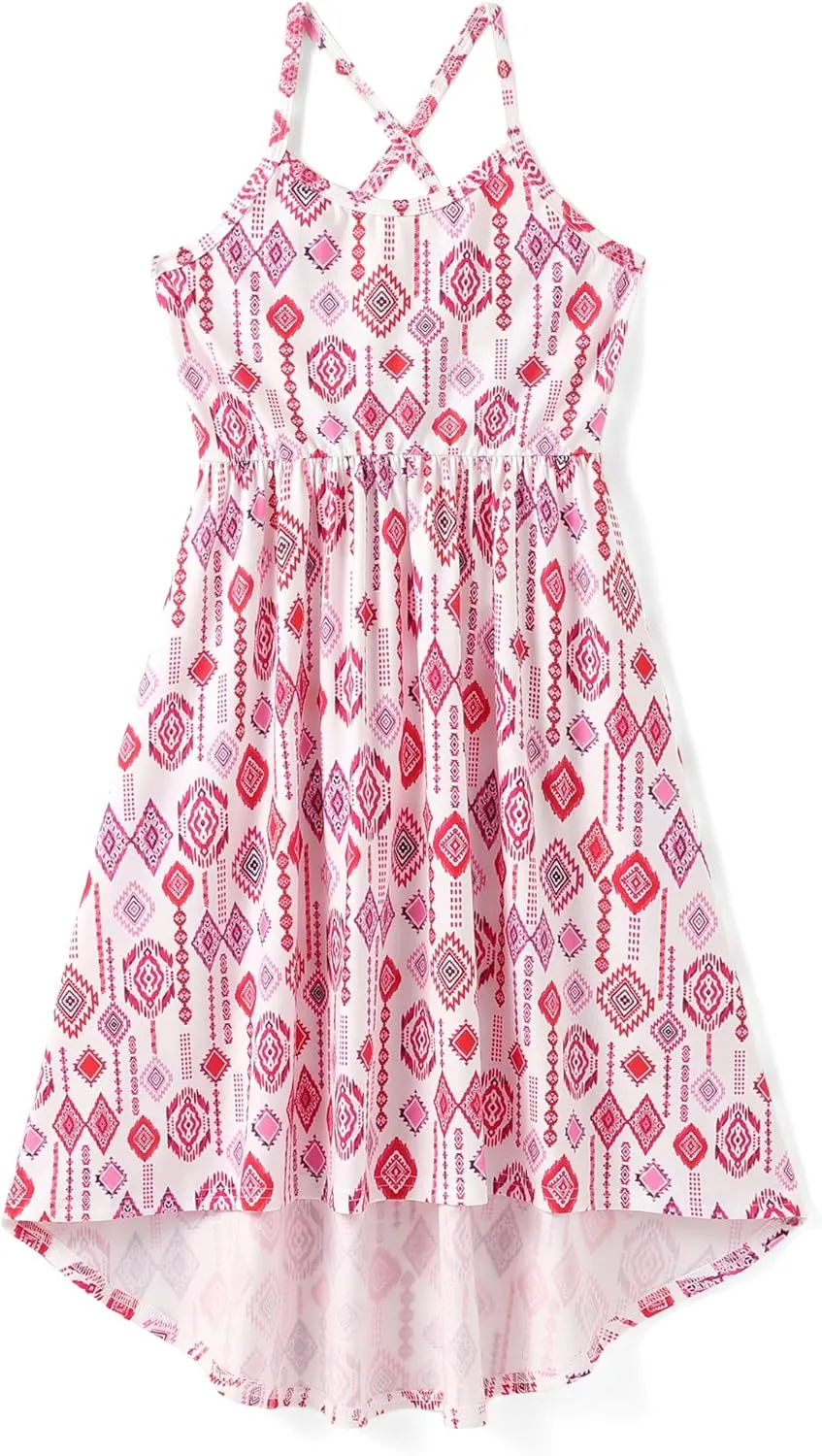 PATPAT Girl's Summer Cami Dresses Sundress Casual Floral Beach Hawaii Holiday Dresses 5-12 Years