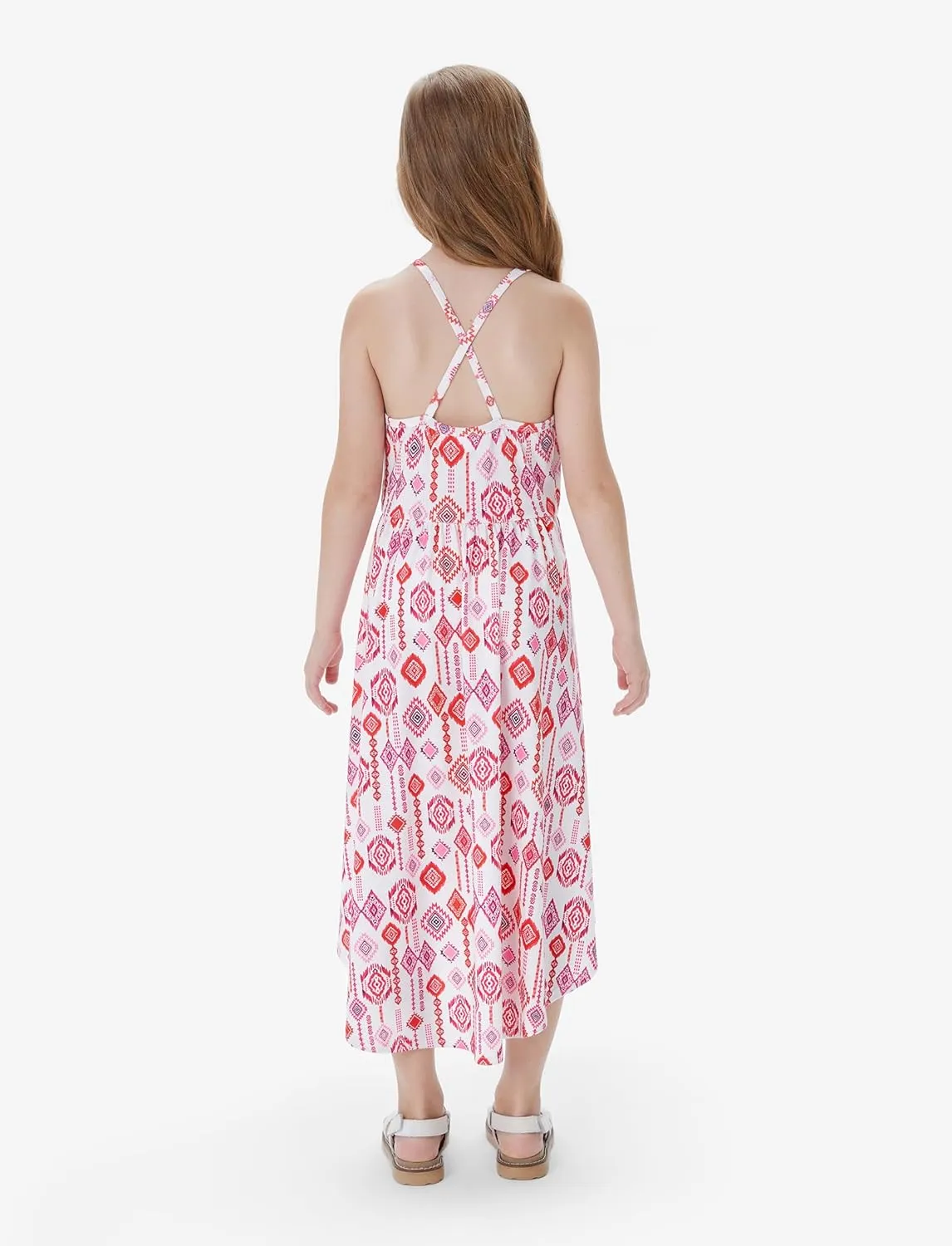 PATPAT Girl's Summer Cami Dresses Sundress Casual Floral Beach Hawaii Holiday Dresses 5-12 Years