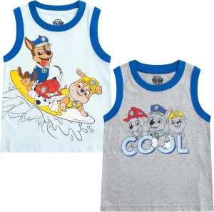 Paw Patrol Nickelodeon Marshall, Rubble and Chase Boys Tank 2 Pack for Toddler and Little Kids  Grey/White