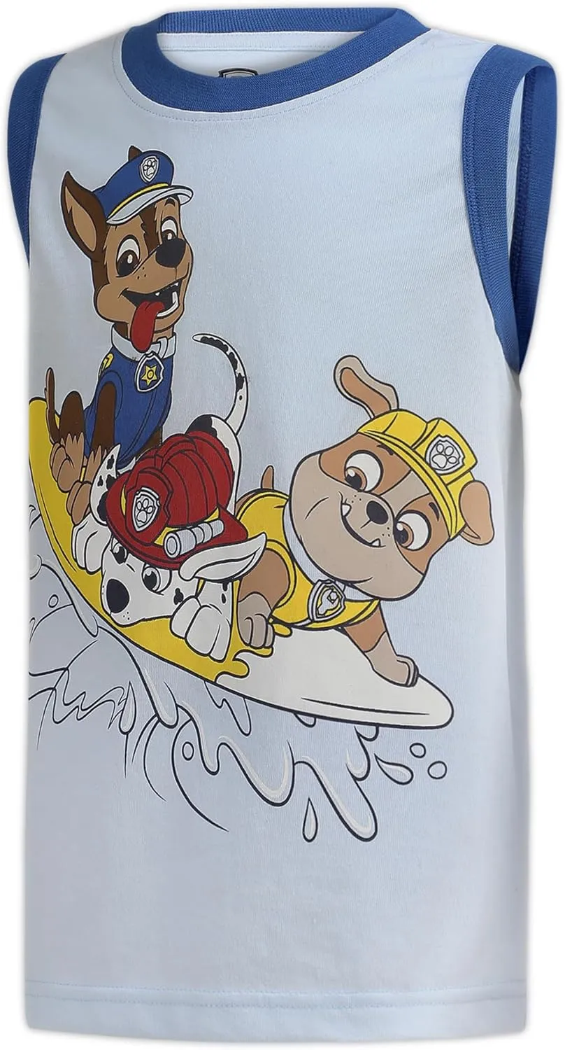 Paw Patrol Nickelodeon Marshall, Rubble and Chase Boys Tank 2 Pack for Toddler and Little Kids  Grey/White