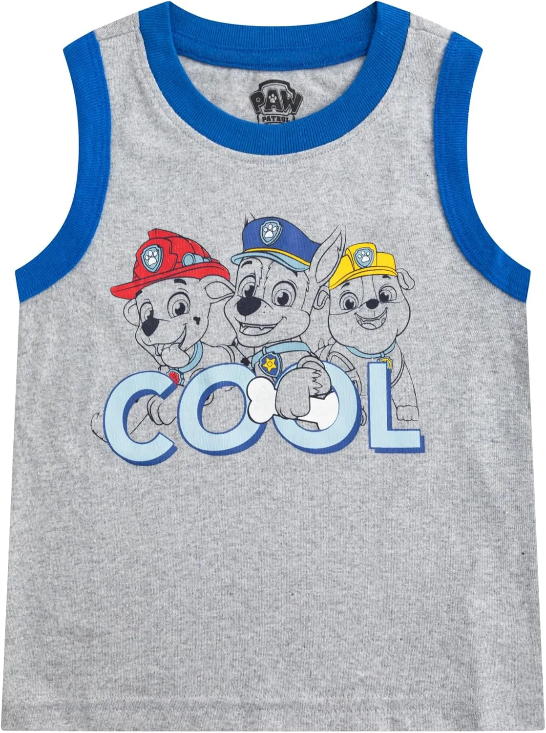 Paw Patrol Nickelodeon Marshall, Rubble and Chase Boys Tank 2 Pack for Toddler and Little Kids  Grey/White