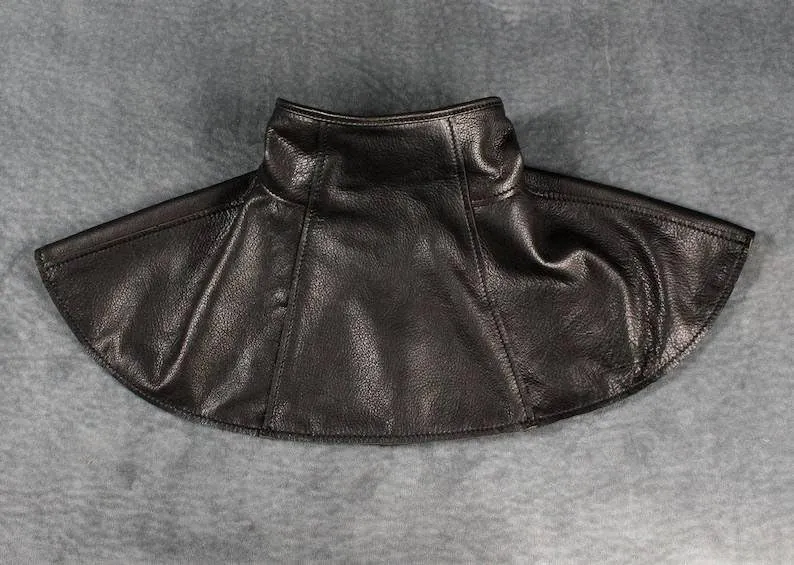 Plague Doctor Mantle Capelette, Genuine Leather Shoulder Cape, Halloween Steampunk Cosplay Cloak Costume