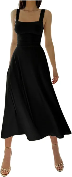 PTOLOCIF Plus Size Dresses for Curvy Women Spaghetti Strap Dress Sleeveless V Neck Cutout Slit Casual Party Maxi Dresses