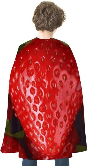 Red Strawberry Cape for Halloween Costume Adult Cape Reversible Cloak Unisex Halloween Capes for Party