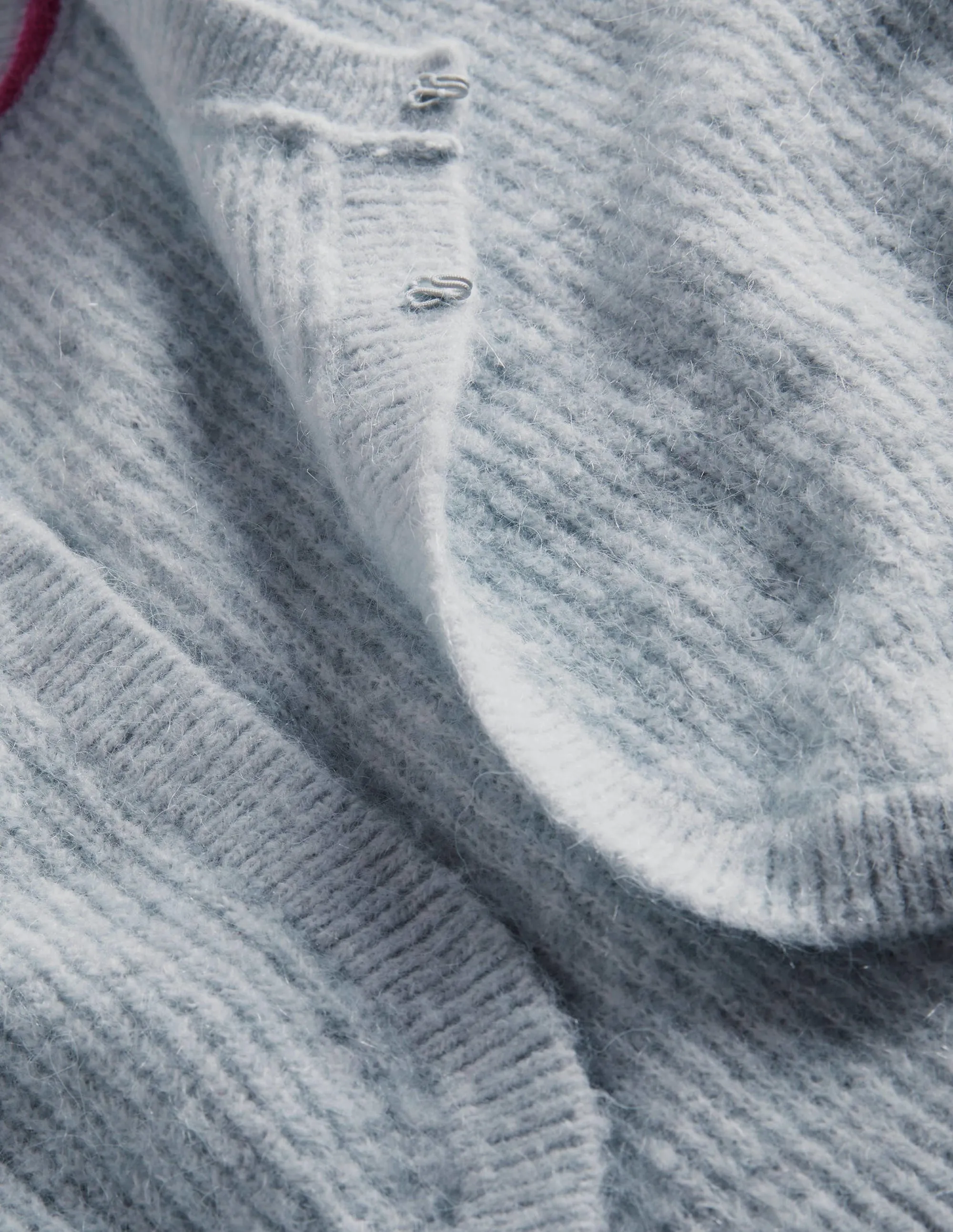 Rib Knit Bolero-Vintage Blue Melange