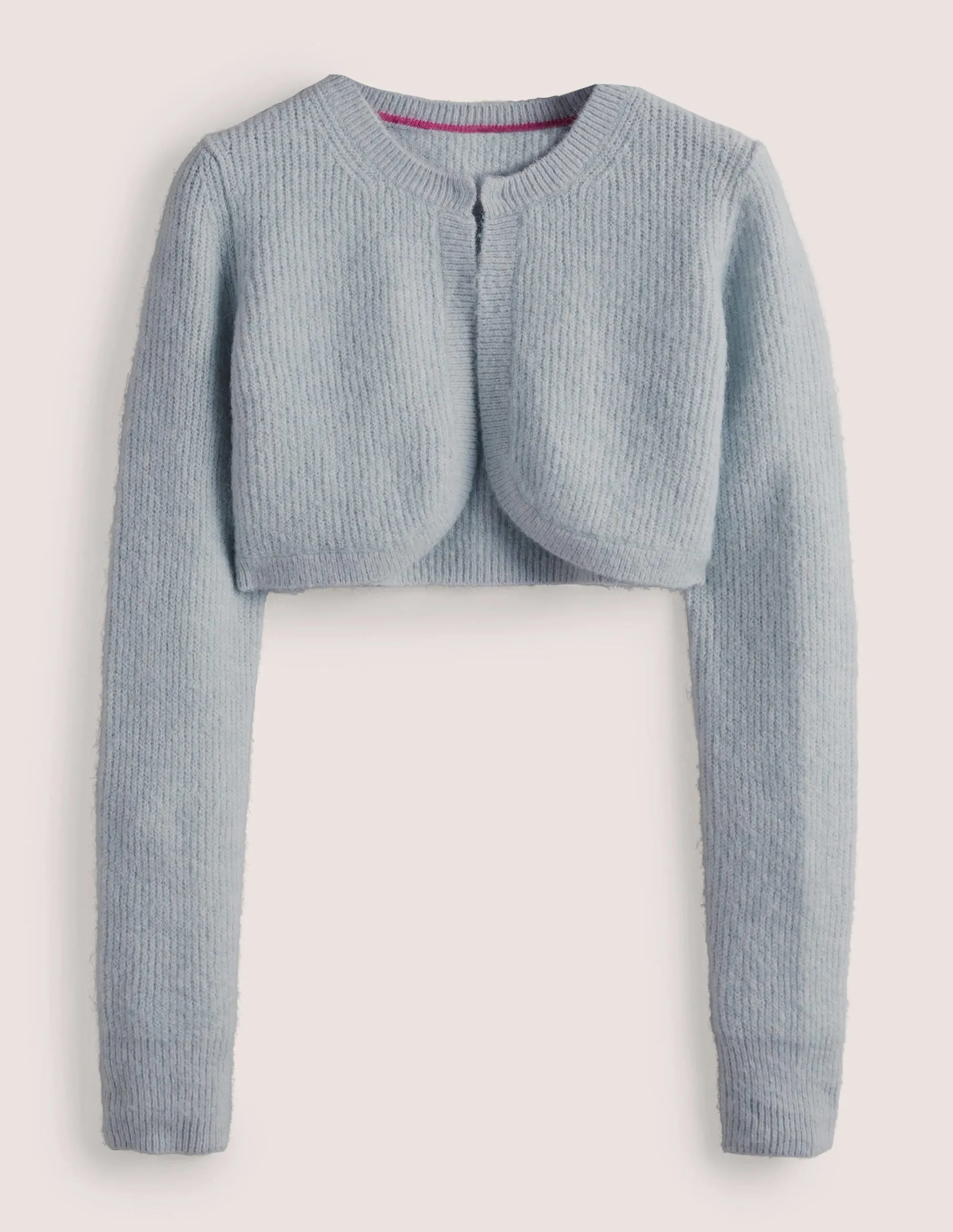 Rib Knit Bolero-Vintage Blue Melange