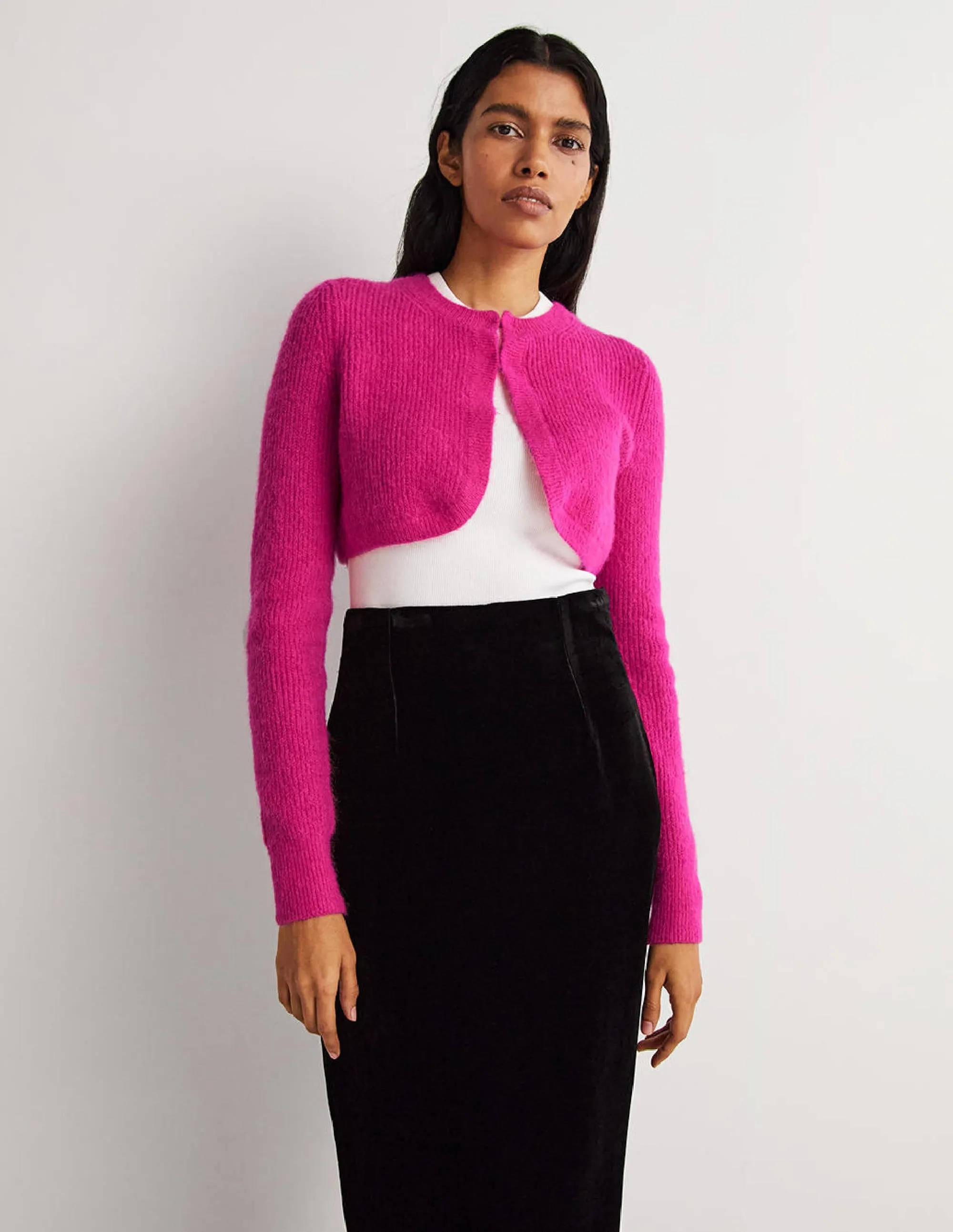 Rib Knit Bolero-Wild Watermelon Pink