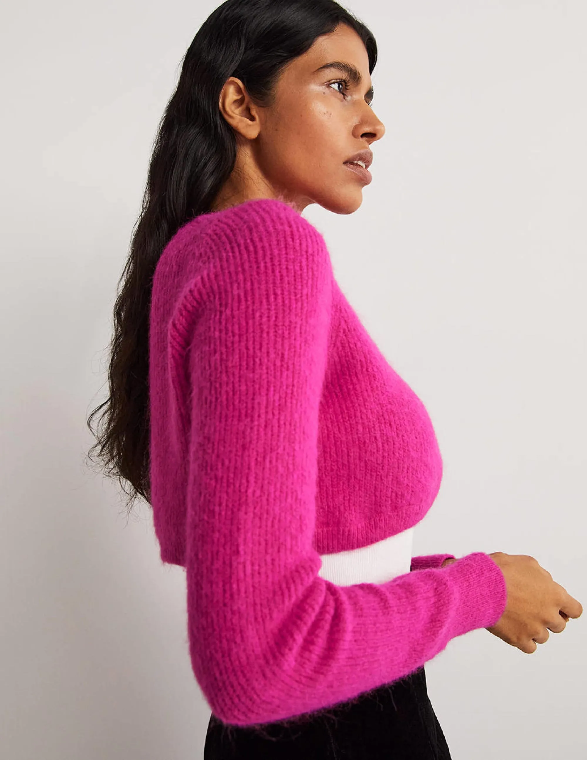 Rib Knit Bolero-Wild Watermelon Pink