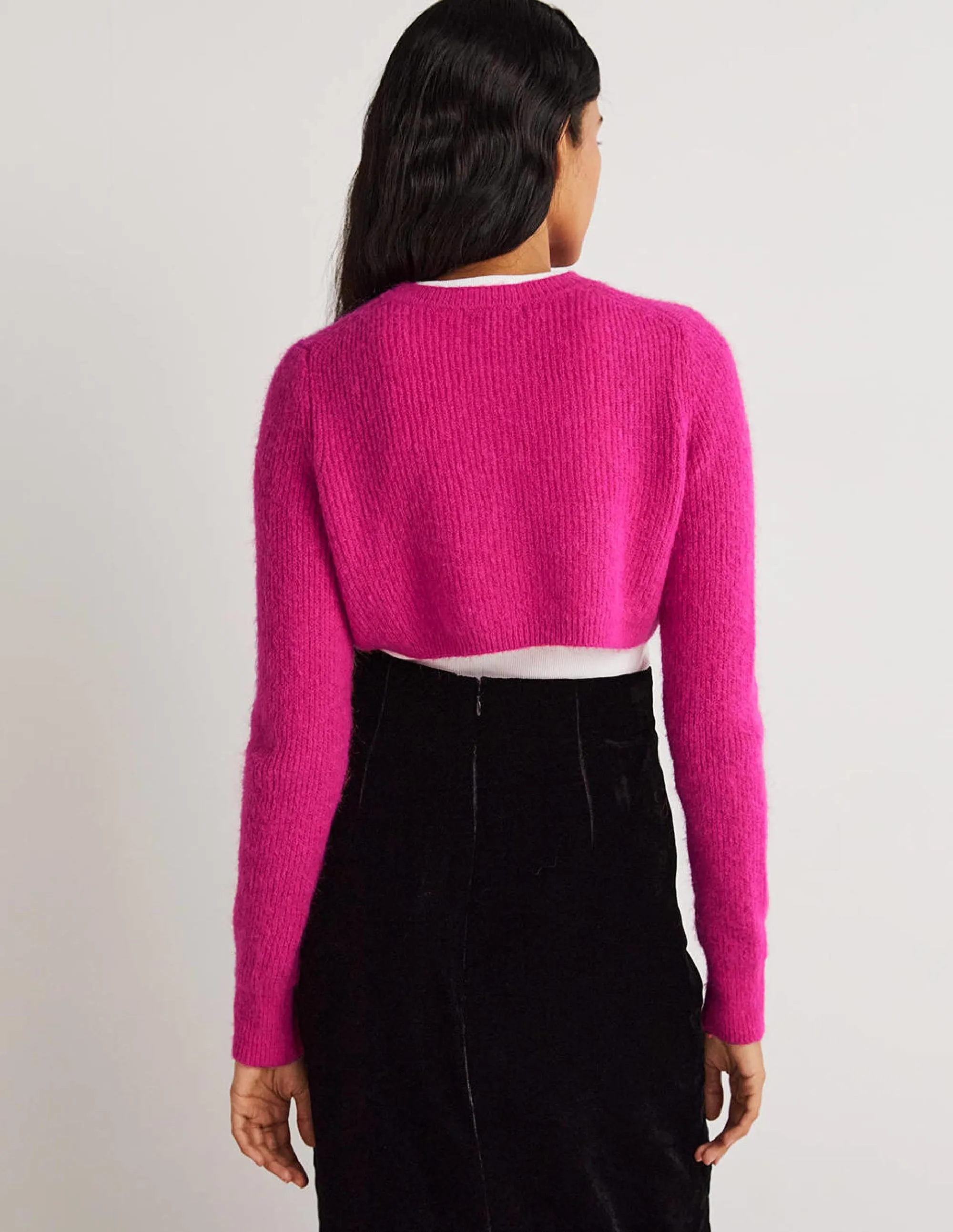 Rib Knit Bolero-Wild Watermelon Pink