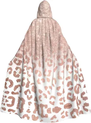 Rose Gold Glitter Print Halloween Hooded Cloak Adults Stylish Cape For Carnivals Themed Parties Cosplays