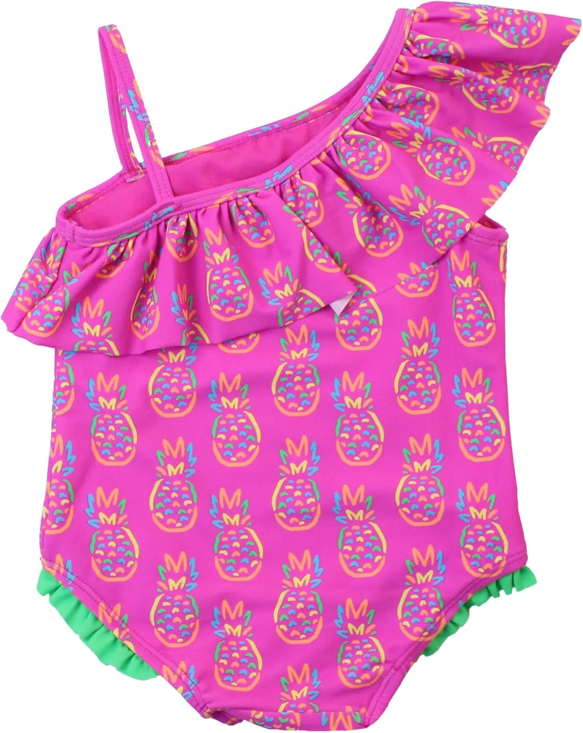 RuffleButts Girls UPF50  Sun Protection One Shoulder Single Ruffle One Piece Swimsuit