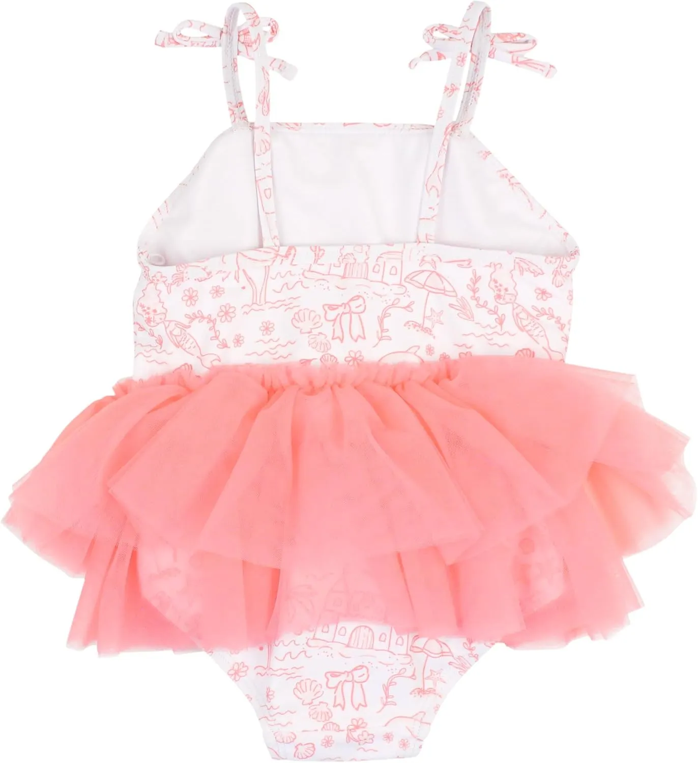 RuffleButts Girls UPF50  Sun Protection Peplum Smocked Bodice/Tulle Skirted One Piece Swimsuit