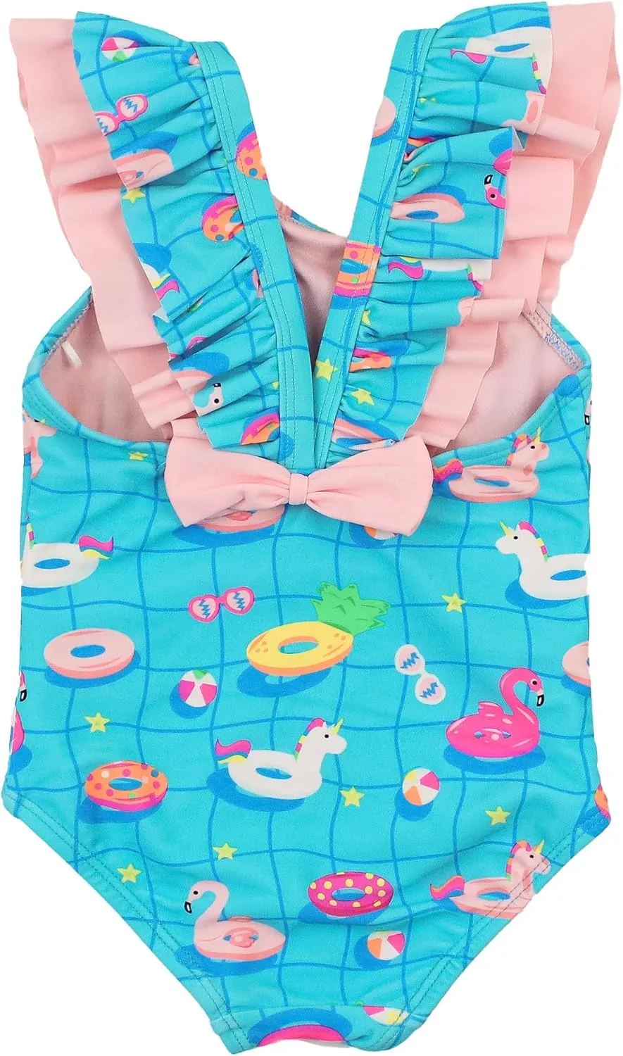 RuffleButts Girls UPF50  Sun Protection Ruffle V-Back One Piece Swimsuit