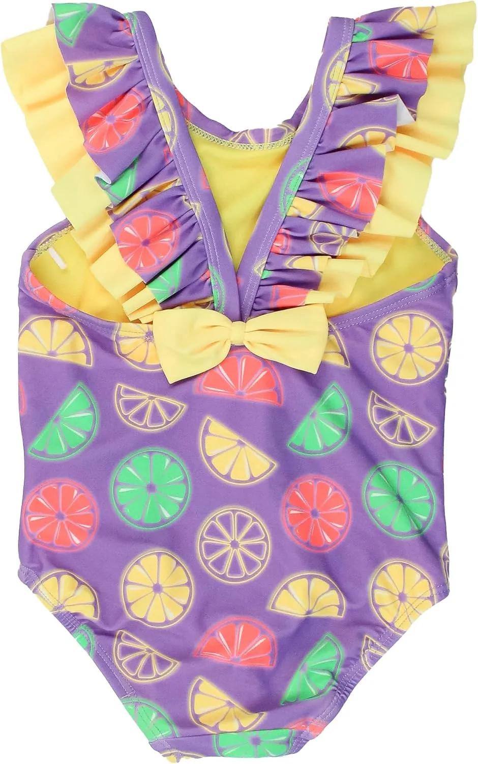 RuffleButts Girls UPF50  Sun Protection Ruffle V-Back One Piece Swimsuit