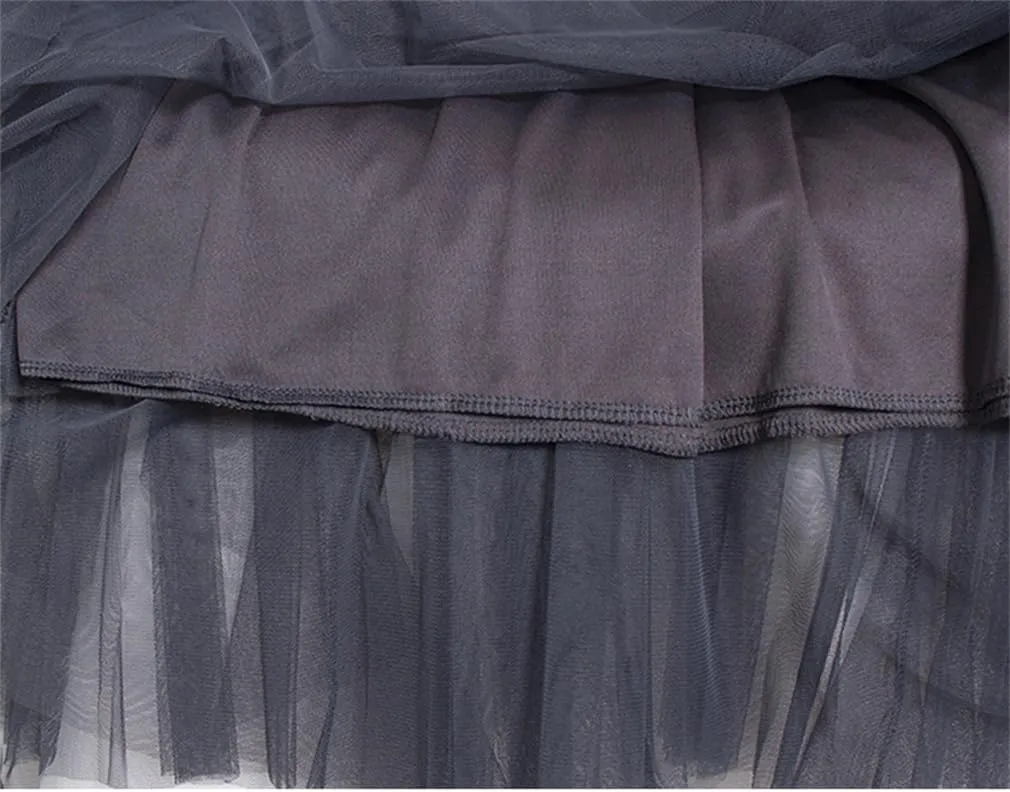 Ruffles Tulle Skirt Women Casual Solid A Line High Waist Pleated Midi Long Skirt Female Green Pink