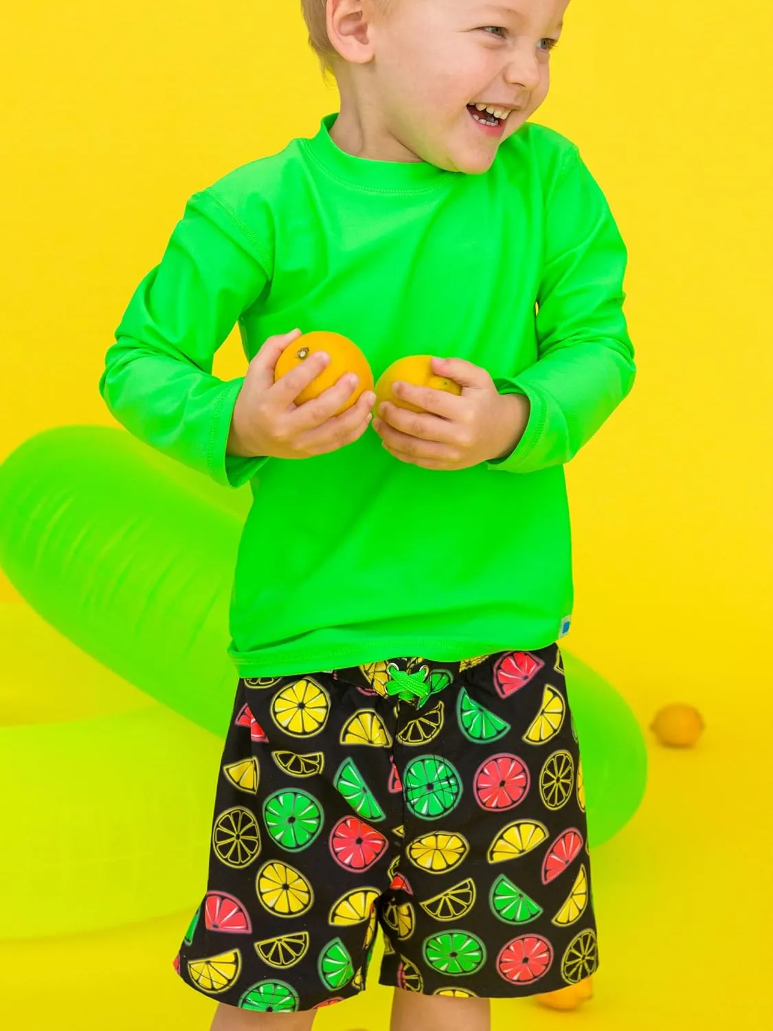 RUGGEDBUTTS Boys UPF50  Sun Protection Fruits & Florals Swim Trunks