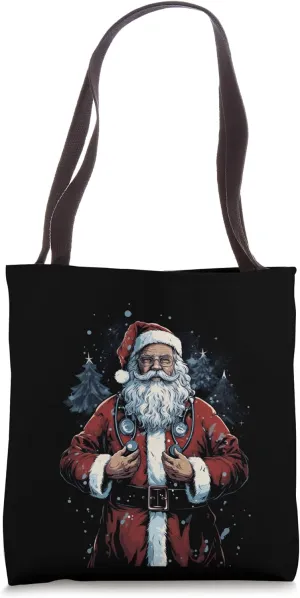Santa Claus Doctor Christmas Xmas Holiday Medical Fun Tote Bag
