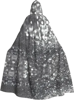 Shiny silver glitter Pattern Halloween Adult Hooded Cloak - Perfect for Halloween, Cosplay, and Theme Parties