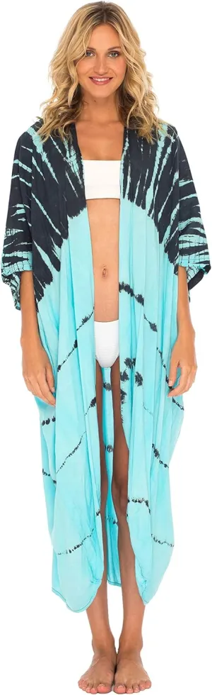 SHU-SHI Plus Size Kimono Cardigans for Women Tie Dye Swimsuit Oversized Beach Cover Ups