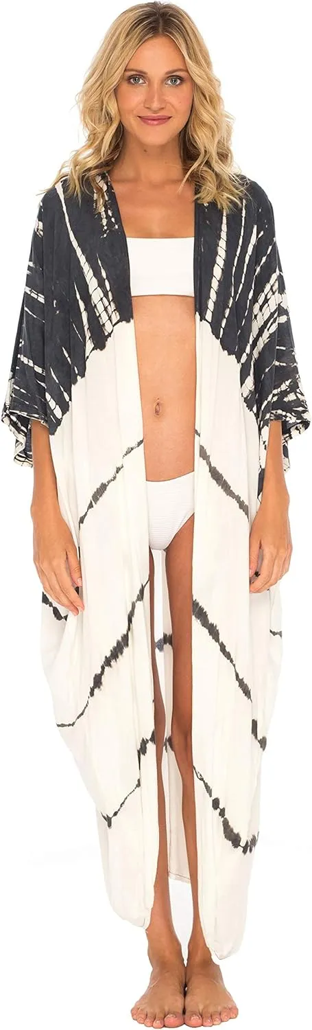 SHU-SHI Plus Size Kimono Cardigans for Women Tie Dye Swimsuit Oversized Beach Cover Ups