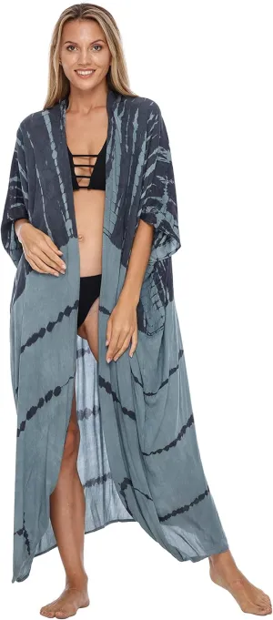 SHU-SHI Plus Size Kimono Cardigans for Women Tie Dye Swimsuit Oversized Beach Cover Ups