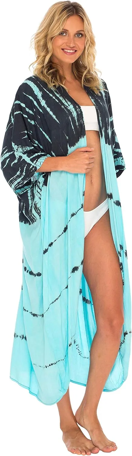 SHU-SHI Plus Size Kimono Cardigans for Women Tie Dye Swimsuit Oversized Beach Cover Ups