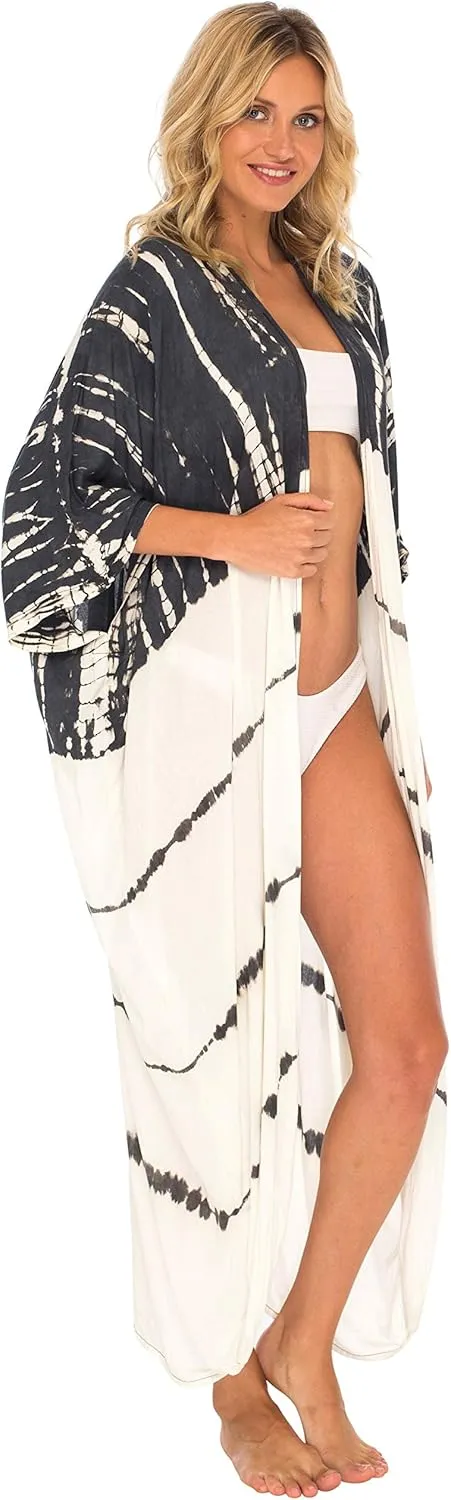 SHU-SHI Plus Size Kimono Cardigans for Women Tie Dye Swimsuit Oversized Beach Cover Ups