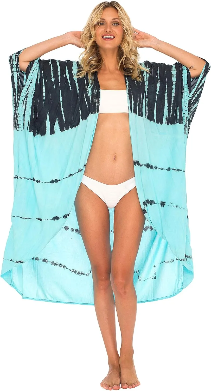 SHU-SHI Plus Size Kimono Cardigans for Women Tie Dye Swimsuit Oversized Beach Cover Ups