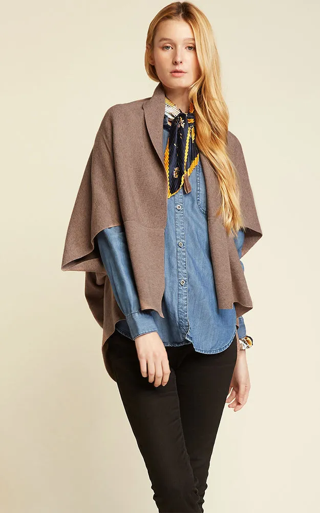 SM1951 Basic Short Cape Cardigan
