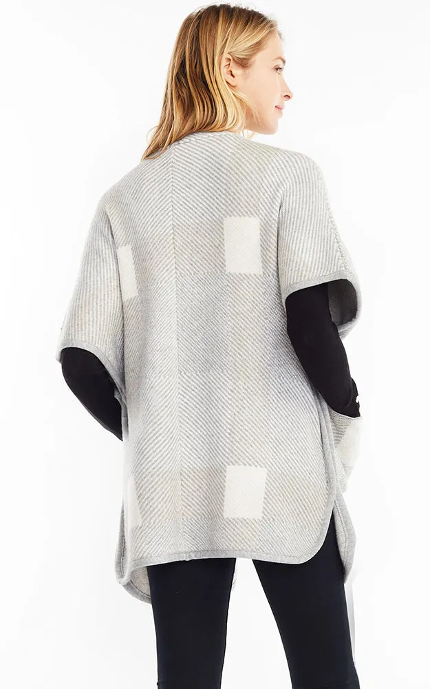 SM962 Plaid Poncho Cape Cardigan