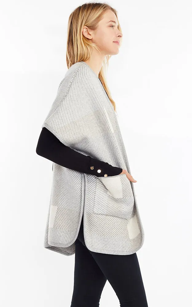 SM962 Plaid Poncho Cape Cardigan