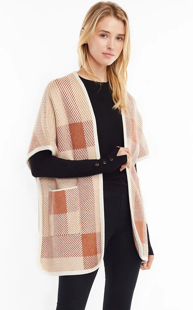 SM962 Plaid Poncho Cape Cardigan