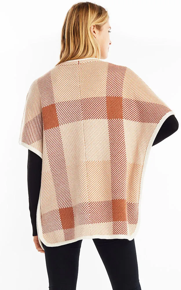 SM962 Plaid Poncho Cape Cardigan