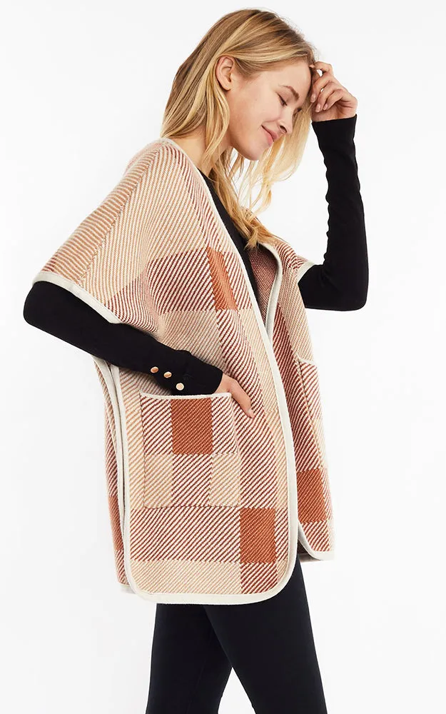 SM962 Plaid Poncho Cape Cardigan