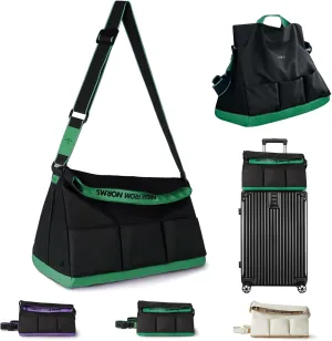 Small Gym Bag with Shoe Compartment for Men & Women, Weekend Travel Overnight Bags, Personal Item Duffle Carry On Bag with Wet Pocket(Black Green)