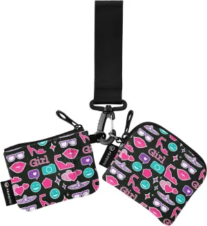 Small Wallet for Women Bright Sunglasses Lips Pink Zip Around Dual Pouch Wristlet Wallets for Women Portable Card Wallet
