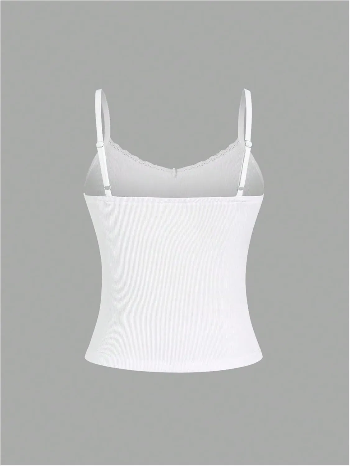 SOLY HUX Women's Lace Trim Camisole Tops Spaghetti Strap Slim Fit Dressy Casual Ribbed Knit Tops