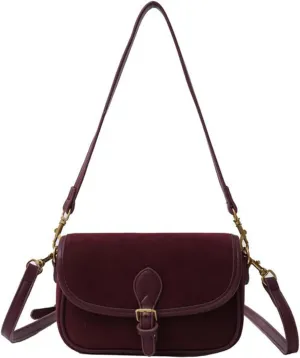 Suede Shoulder Bag for Women, Small Crossbody Purse Vintage Satchel Bag, 2024 Fall Retro Handbag Work Leather Bag