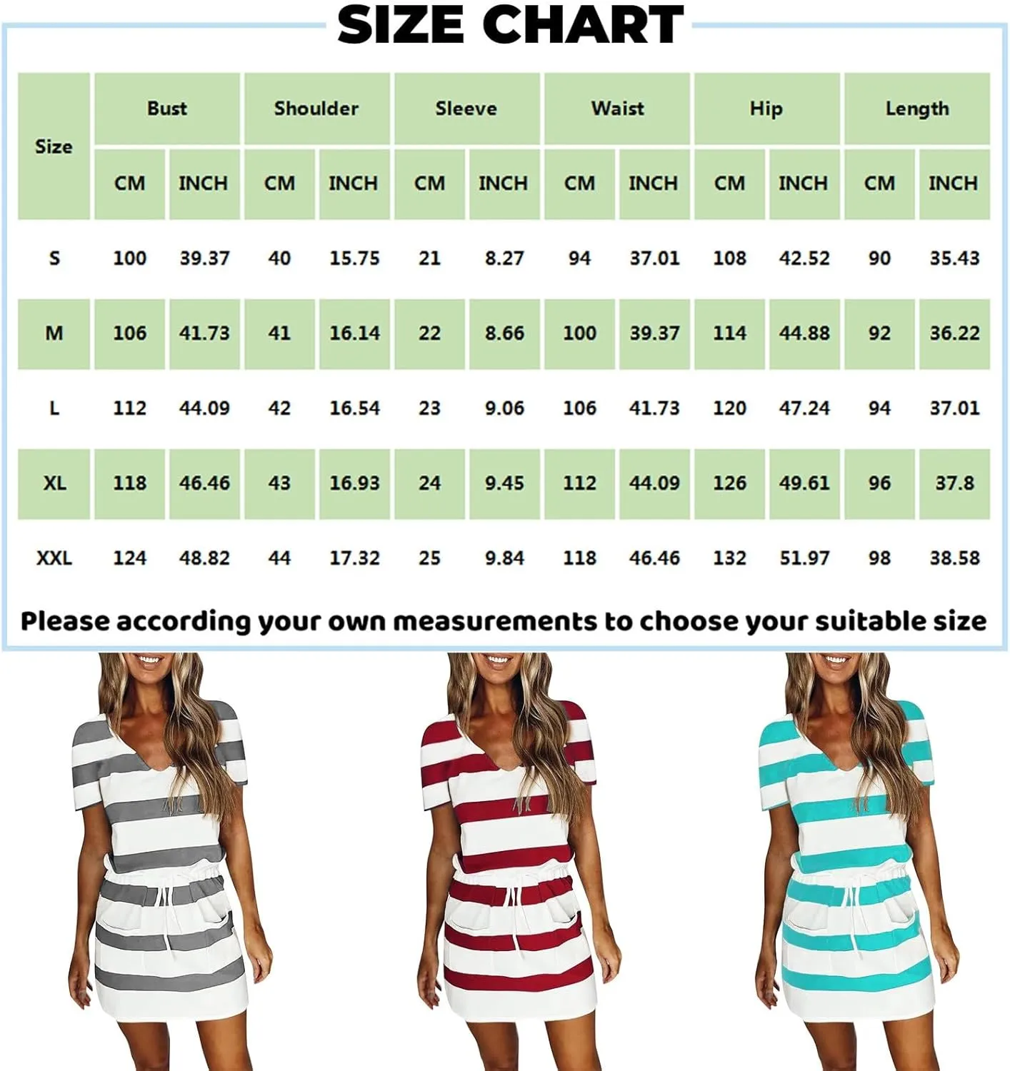 Sundresses for Women,2024 Summer Casual Sling V Neck Mini Dress,Trendy Striped Drawstring T Shirt Dress with Pockets