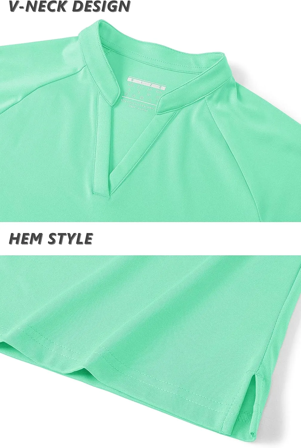 TACVASEN V-Neck Shirts for Women Quick Dry UV Protection Sun Summer Golf Tops
