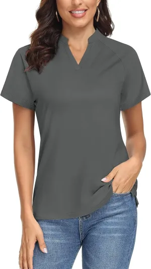 TACVASEN V-Neck Shirts for Women Quick Dry UV Protection Sun Summer Golf Tops