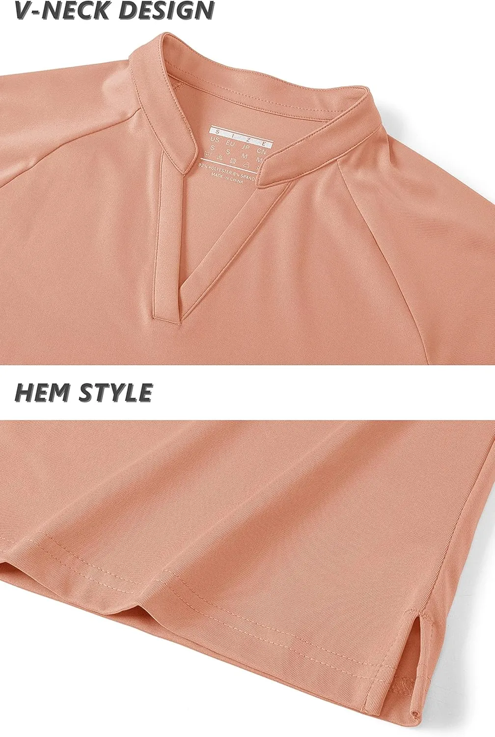 TACVASEN V-Neck Shirts for Women Quick Dry UV Protection Sun Summer Golf Tops