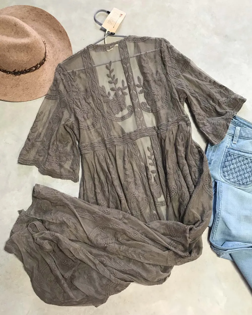 Tainted Rose Lace Duster