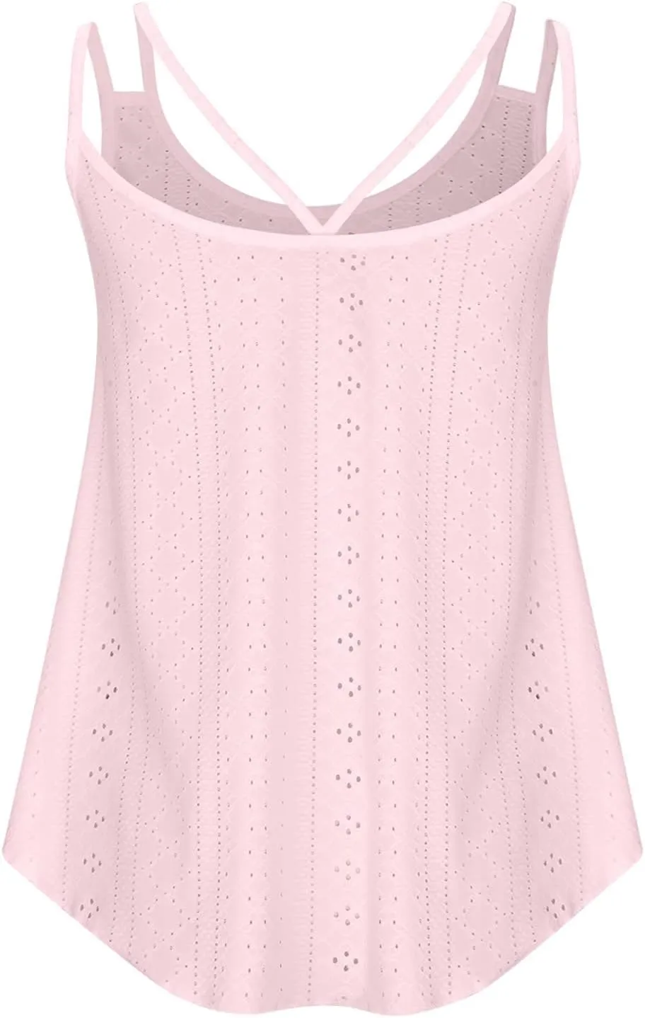 Tank Tops for Women Fashion Eyelet Embroidery Sleeveless Summer Tops Scoop Neck Spaghetti Strape Camisole Shirts