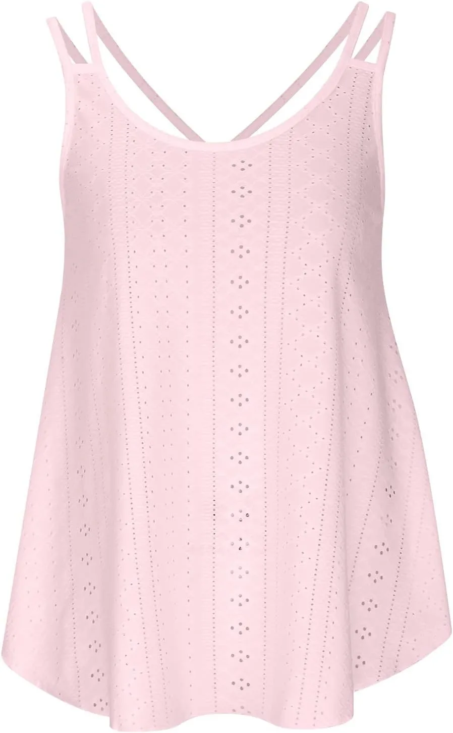Tank Tops for Women Fashion Eyelet Embroidery Sleeveless Summer Tops Scoop Neck Spaghetti Strape Camisole Shirts