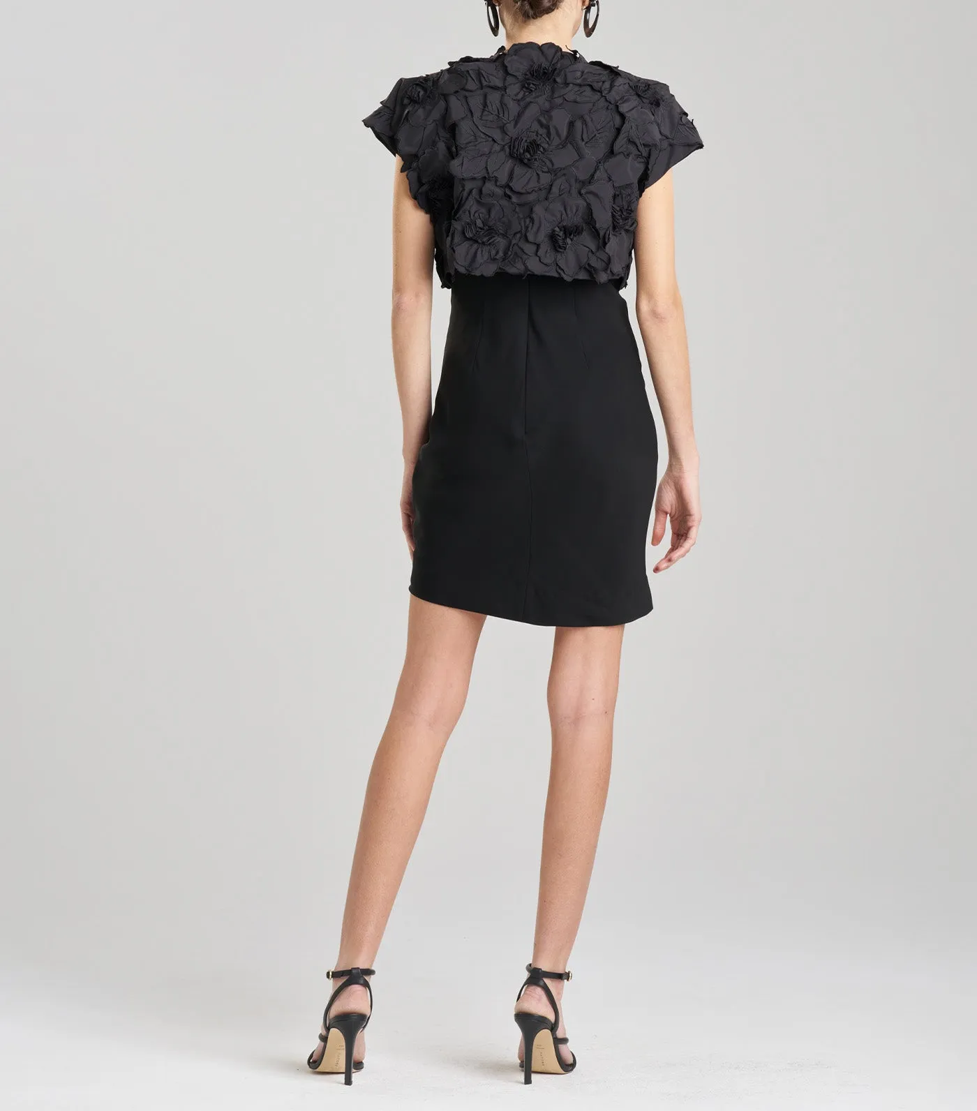 Tech Cotton Taffeta Embroidered Bolero Black