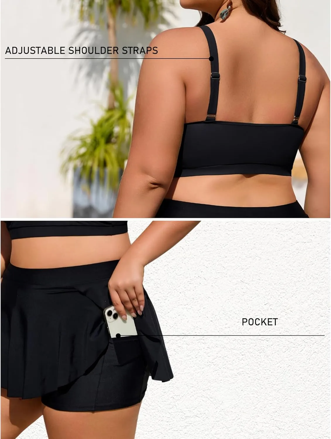 Theenkoln Womens Plus Size Bikini: Two Piece High Waisted Bathing Suit Sporty Modest Tummy Control Swimsuit