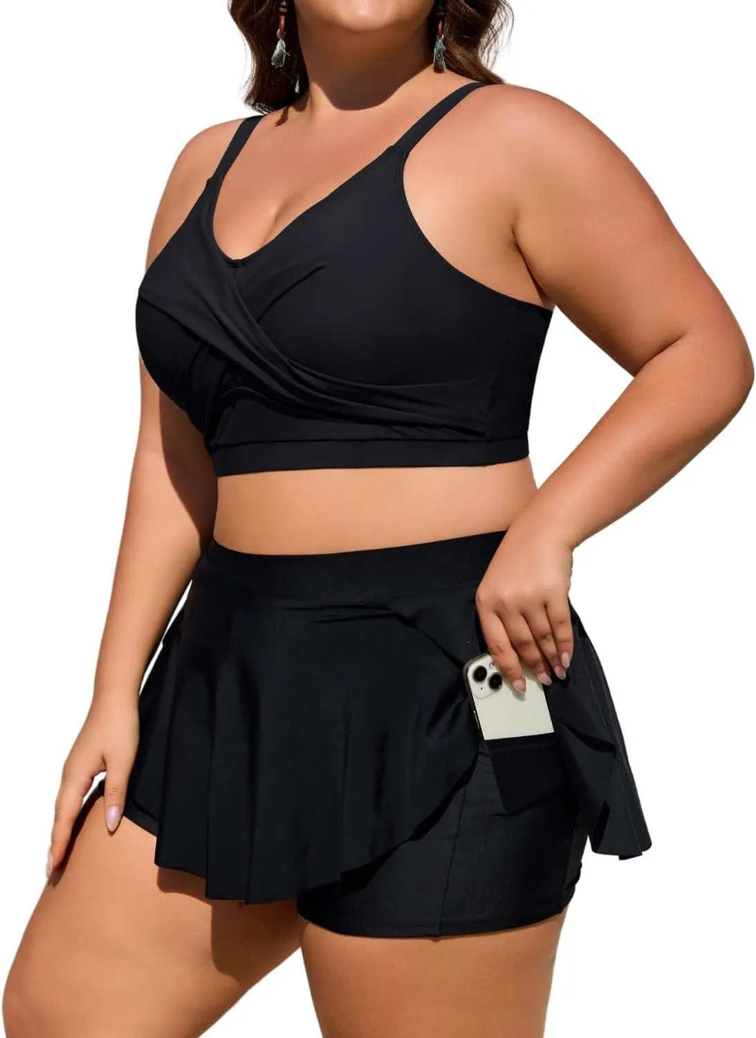Theenkoln Womens Plus Size Bikini: Two Piece High Waisted Bathing Suit Sporty Modest Tummy Control Swimsuit